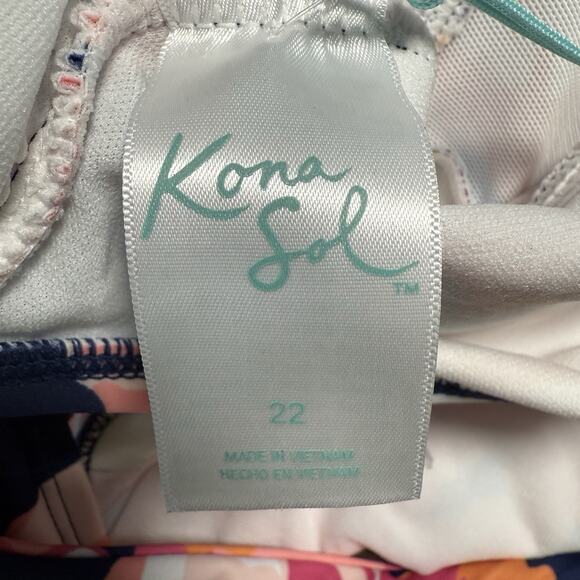 Kona Sol Swimsuit One-Piece Women’s Size 22 Floral Print Ruched Adjustable Strap - Picture 12 of 12